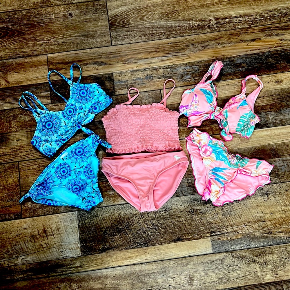 Lot of 3 little girl bathing suits size 7/8